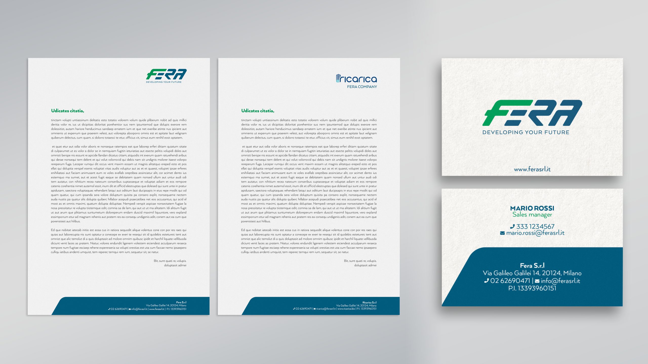 fera headed paper and business card - new logo by daniele portuesi & rosa vecchierelli
